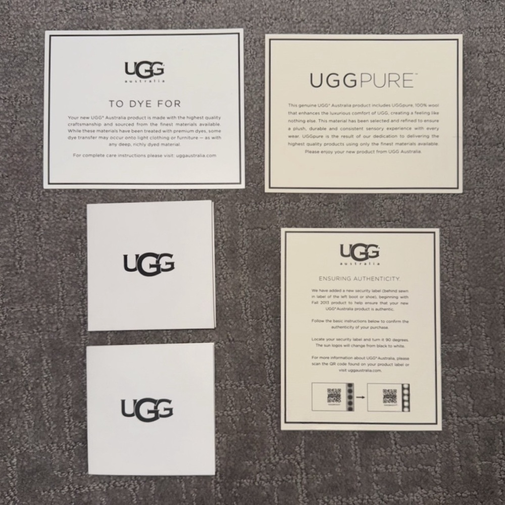 UGG Authenticity Cards